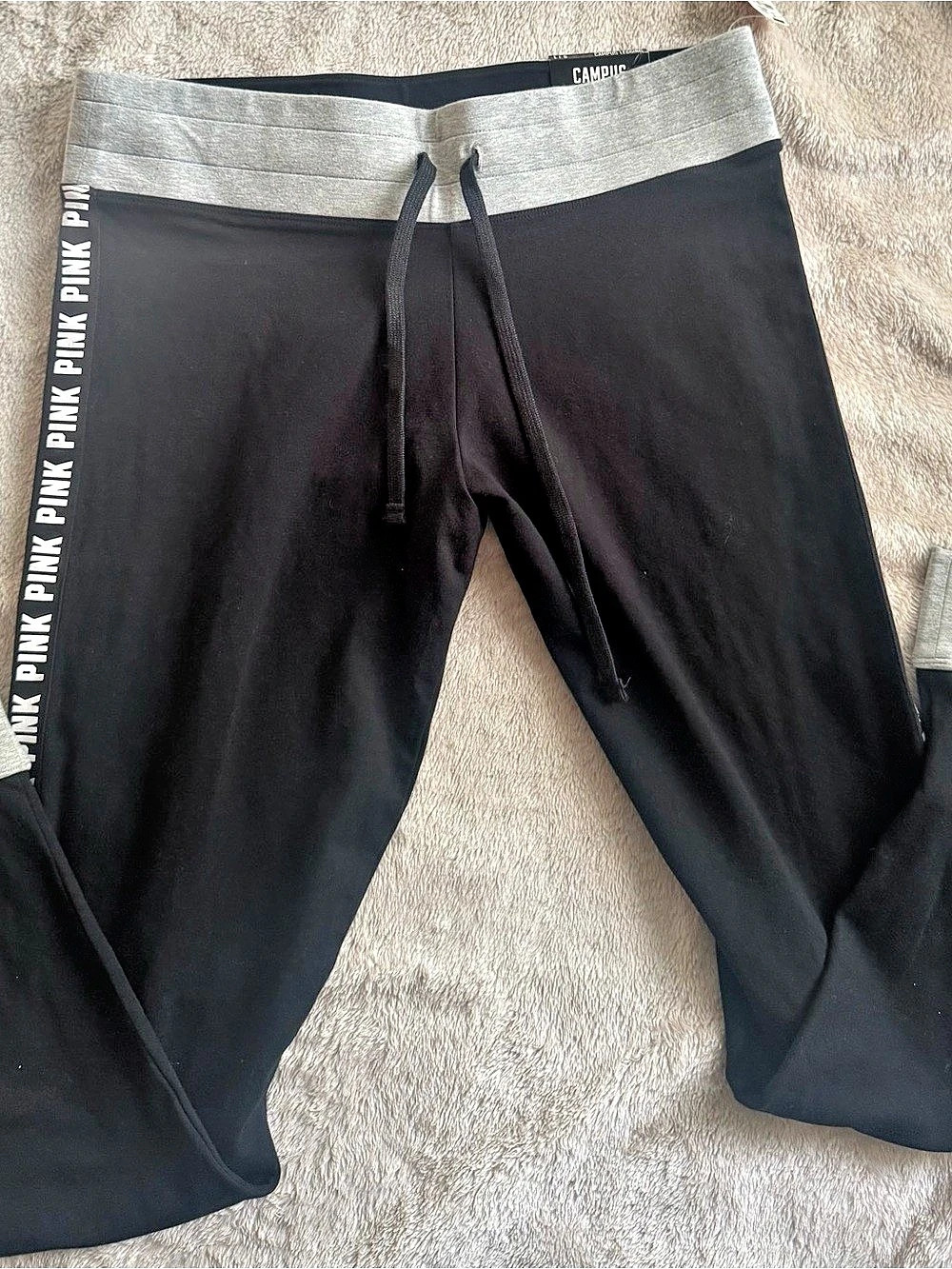 Pink Yoga Campus Legging Color Block Black & Gray Large Like New